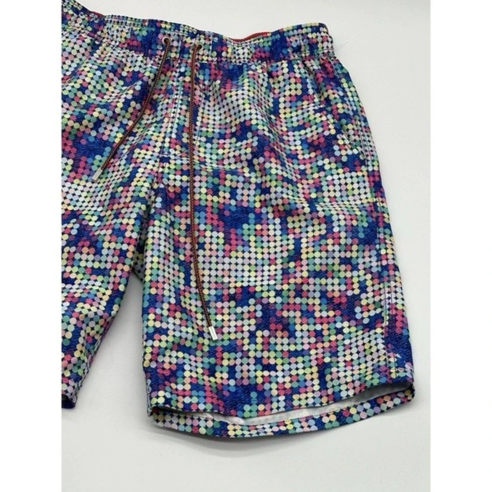 Bugatchi Uomo Mens Multicolor Dot Pixel Print Swim‎ Trunks Mesh Lined Shorts M
